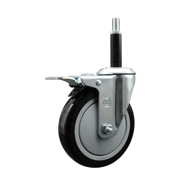 5'' SS Black Poly Swivel 3/4'' Expanding Stem Caster Total Lock Brake